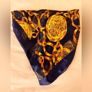 Navy blue and gold scarf